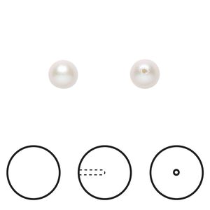 Pearl 1pkg4 iridescent dove grey, Crystal Passions&reg; 6mm half-drilled round 5818