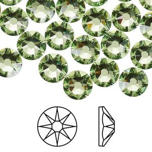 Flat back 12pk peridot foil back, Crystal Passions&reg; 8.412-8.672mm rose round SS40 2088