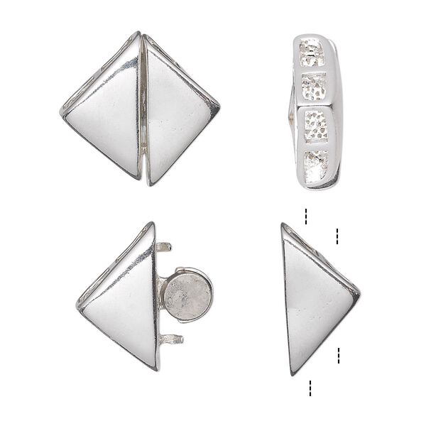 Clasp magnetic 1pkg1 sterling silver, 11mm square, 1-strand image number 0