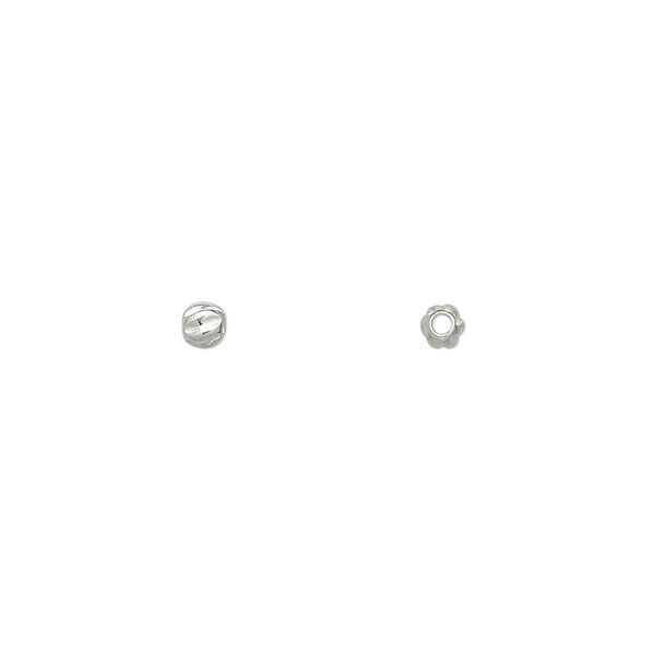Bead 1pkg20 sterling silver, 3mm twisted corrugated round, partially matte image number 0