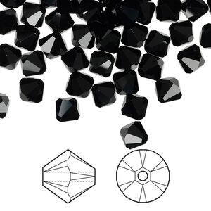 Bead 360pk jet, Swarovski&reg; 6mm XILION bicone 5328