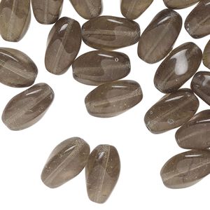 Bead, Czech pressed glass, translucent smoke grey, 12x7mm-12x9mm twisted oval. Sold per 2-ounce pkg, approximately 65 beads.