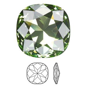 Fancy stone 1pk peridot foil back, Crystal Passions&reg; Regenerated 27mm cushion 4487