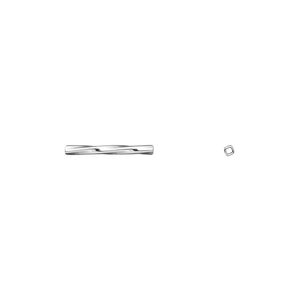 Bead 1pkg20 silver-plated, 13x1mm twisted square tube, brass