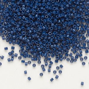 Seed bead, Delica&reg;, glass, pkg/7.5g, #11 round, Duracoat&reg; opaque outside dyed navy blue (DB-2143).