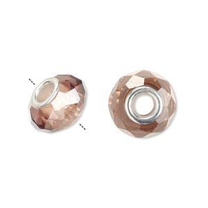Bead 10pk 32 facets medium purple silver plate, Celestial Crystal&reg; Dione&reg; 14x9mm rondelle