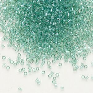 Seed bead, Delica&reg;, glass, pkg/7.5g, #11 round, translucent glazed luster seafoam (DB-0112).