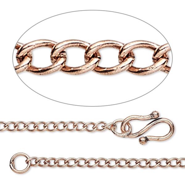 Chain 1pkg1 copper-plated curb, 2.5mm / s-hook clasp, antique brass 18 inch image number 0