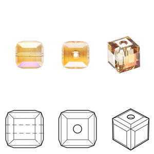 Bead 1pkg48 dark orange (HICT), Crystal Passions&reg; 8mm cube 5601