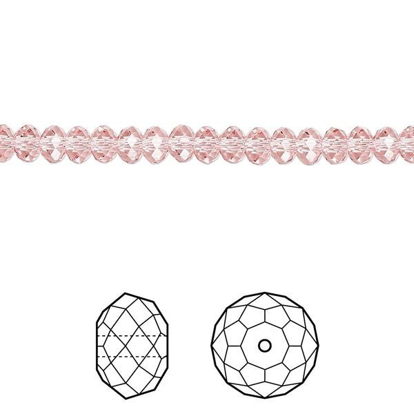 Bead 720pk light rose, Swarovski&reg; 4x3mm rondelle 5040 image number 0