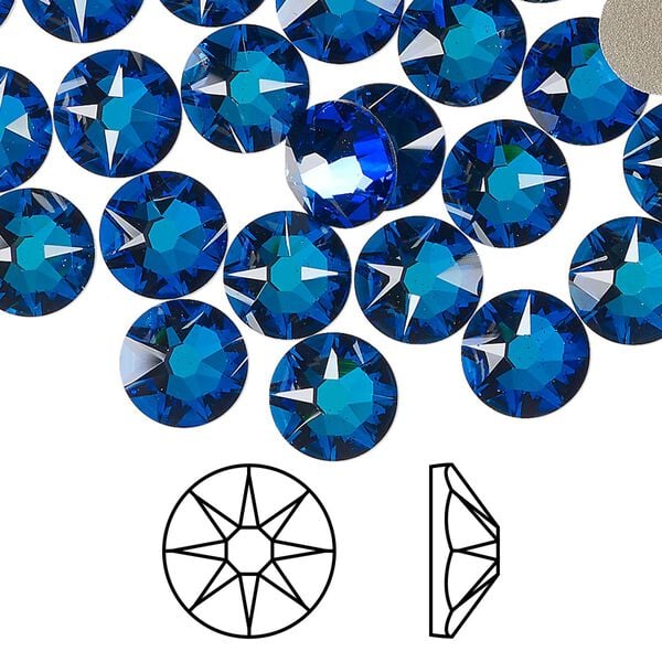 Flat back 144pk crystal Bermuda blue foil back, Swarovski&reg; 8.412-8.672mm rose round SS40 2088 image number 0