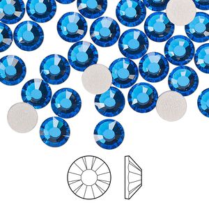 Flat back 24pk Capri blue foil back, Preciosa MAXIMA Czech crystal hotfix rhinestone 6.3-6.5mm chaton rose round SS30