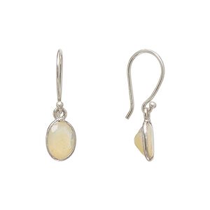Earring, Create Compliments&reg;, Ethiopian opal (natural) and rhodium-plated sterling silver, 23.5mm oval with fishhook ear wire, 21 gauge. Sold per pair.