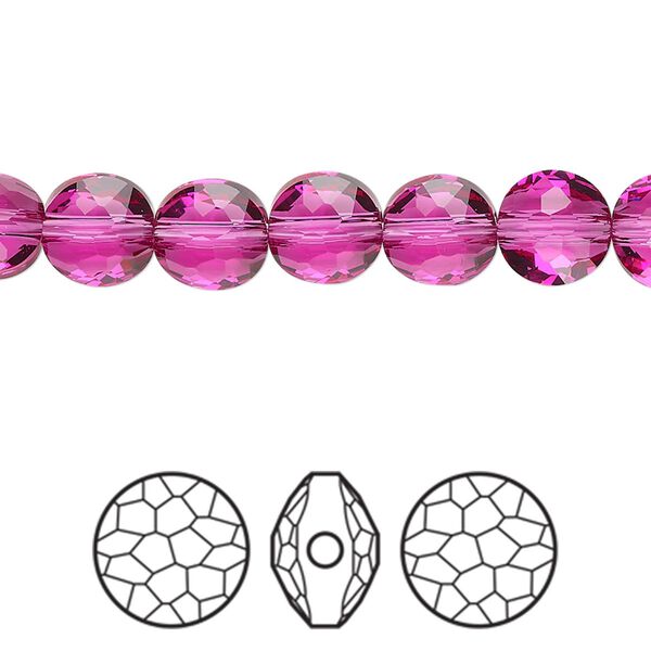 Bead 144pk fuchsia, Swarovski&reg; 8mm puffed round 5034 image number 0