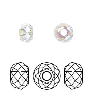 Bead 216pk crystal shimmer 2X, Swarovski&reg; 8x5.3mm briolette XL hole 5042