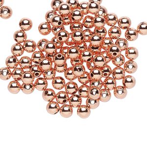 Bead 1pkg100 copper, 4mm round, clear-coated