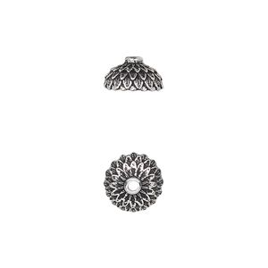 Bead cap, TierraCast&reg;, antique silver-plated pewter (tin-based alloy), 9.5mm round with acorn cap design, fits 8mm bead. Sold per pkg of 20.