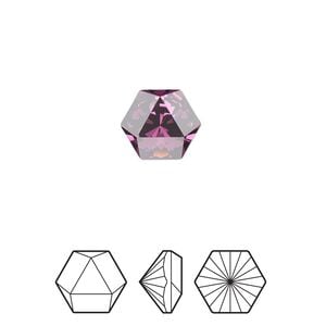 Fancy stone 2pk amethyst foil back, Crystal Passions&reg; 10.8x9.4mm prismatic hexagon 4699