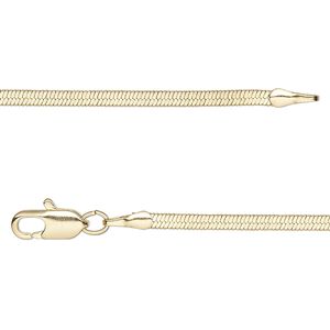 Chain 1pkg1 herringbone, 2mm / lobster claw clasp, gold-finished brass 18 inch