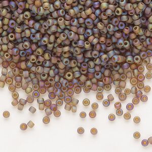 Seed bead, Dyna-Mites&trade;, glass, pkg/1/2kg, #11 round, translucent frosted rainbow root beer, (24FAB 11/0 RR).