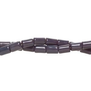 Bead fiber optic 2pk opaque dark purple, 6x4mm-7x6mm round tube 14 inch