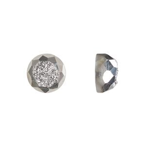 Druzy agate 1pkg1, hand-cut calibrated faceted round cab 10mm