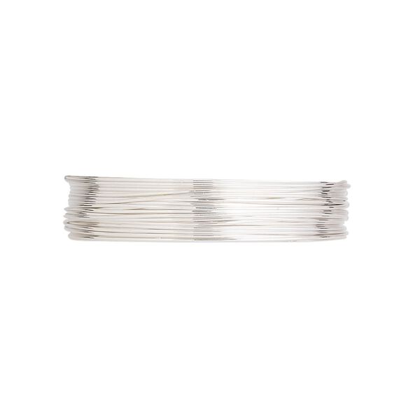 Wire, Argentium&reg; silver, full-hard, round, 26 gauge. Sold per pkg of 5 feet. image number 0