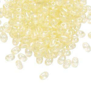 Seed bead, Preciosa Twin&trade; Czech glass, pkg/250g, 5x2.5mm oval, transparent light yellow terra pearl clear, (08186).