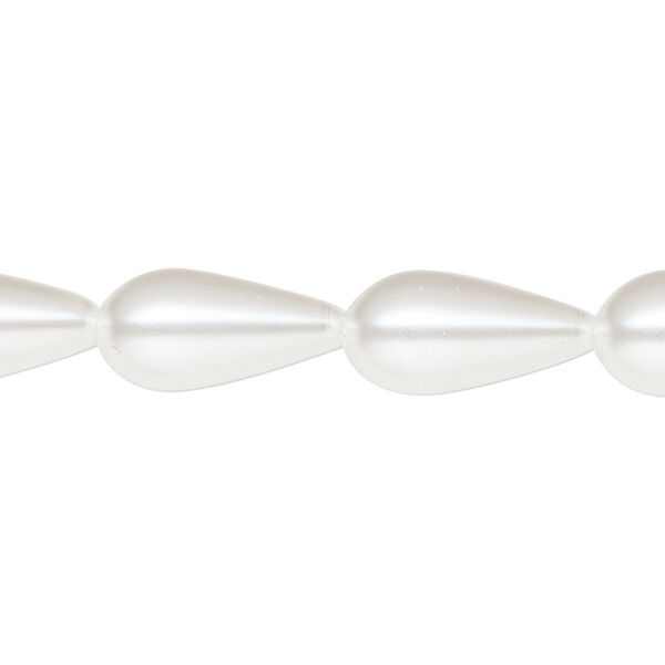 Pearl 1pk white, Celestial Crystal&reg; 15x8mm teardrop 15.5-16 inch image number 0
