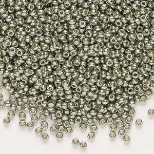 Seed bead, Miyuki 1pkg25g glass, #11 rocaille, Duracoat&reg; opaque galvanized sea green / outside dyed (RR-4215)