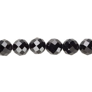 Black tourmaline 1pkg1, faceted round bead natural B+ grade, 15.5-16 inch 8mm