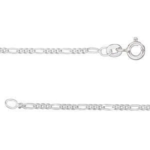 Chain 1pkg1 sterling silver figaro, 1.7mm / mixed clasp, Gossamer&trade; 24 inch