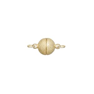 Clasp magnetic 1pkg1 sterling silver, 7.5mm stardust round, "vermeil" 1-strand