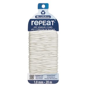 Cord, Beadalon&reg; RePEaT&trade;, recycled polyethylene, cloud, 1mm, 100-pound test. Sold per 20-meter card.