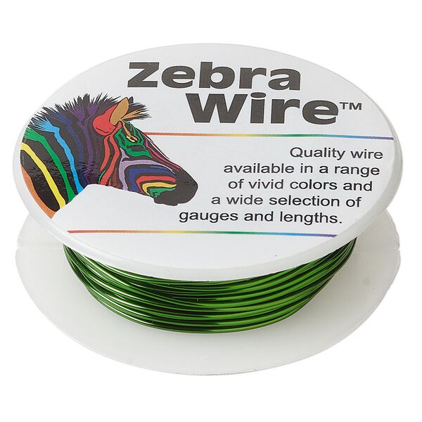 Wire, Zebra Wire&trade;, color-coated copper, green, round, 20 gauge. Sold per 15-yard spool. image number 0