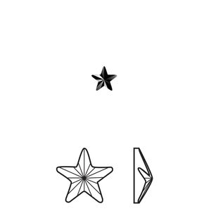 Flat back 6pk jet foil back, Crystal Passions&reg; hotfix rhinestone 5.5x5mm rivoli star 2816