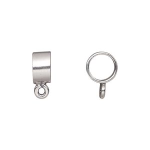 Bead 1pkg1 sterling silver, 9.5x5.5mm tube / fits 7mm cord / closed loop, antiqued JBB Findings