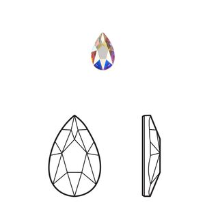Flat back 6pk crystal AB foil back, Crystal Passions&reg; 8x5mm pear 2303