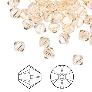 Bead 360pk light peach, Swarovski&reg; 6mm XILION bicone 5328