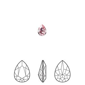 Fancy stone 360pk light rose foil back, Swarovski&reg; 6x4mm pear 4320
