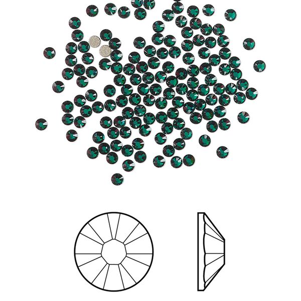 Flat back 1440pk emerald foil back, Swarovski&reg; 1.7-1.9mm rose round SS5 2058 image number 0