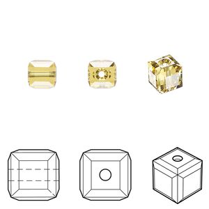 Bead 144pk light topaz, Swarovski&reg; 6mm cube 5601