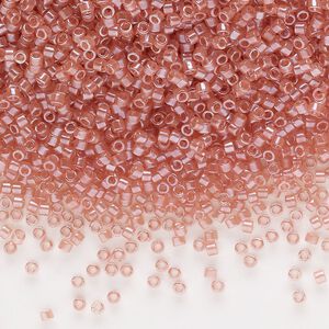 Seed bead, Delica&reg;, glass, pkg/50g, #11 round, translucent glazed luster salmon (DB-1481-1).
