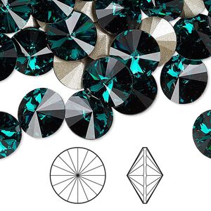 Chaton 48pk emerald foil back, Crystal Passions&reg; 10.54-10.91mm rivoli SS47 1122