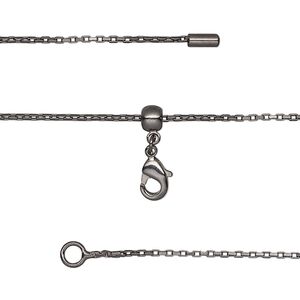 Chain 1pkg1 box, 0.9mm / lobster claw clasp, black-finished brass adjustable 16-23.5 inch