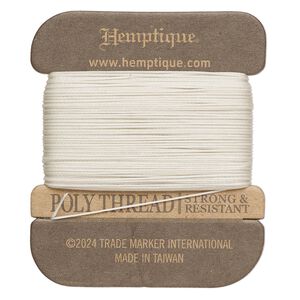 Thread, Hemptique&reg;, polyester, pkg/32 yards, natural, 0.45mm 3-ply round.