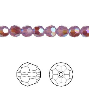 Bead 12pk cyclamen opal shimmer, Crystal Passions&reg; 6mm round 5000