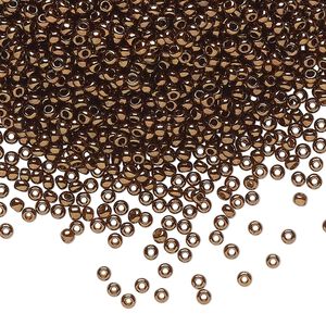 Seed bead, Preciosa Ornela Czech glass, pkg/500g, #11 rocaille, opaque bronze iris dark topaz, (19102).