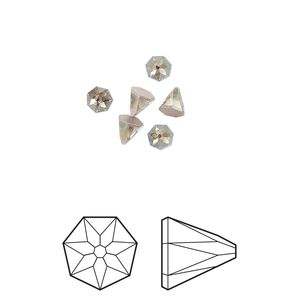 Flat back 6pk black diamond shimmer foil back, Crystal Passions&reg; 4mm round spike 2019