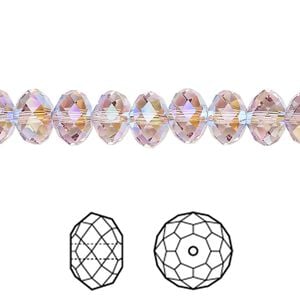 Bead 288pk light amethyst shimmer 2X, Swarovski&reg; 8x6mm rondelle 5040